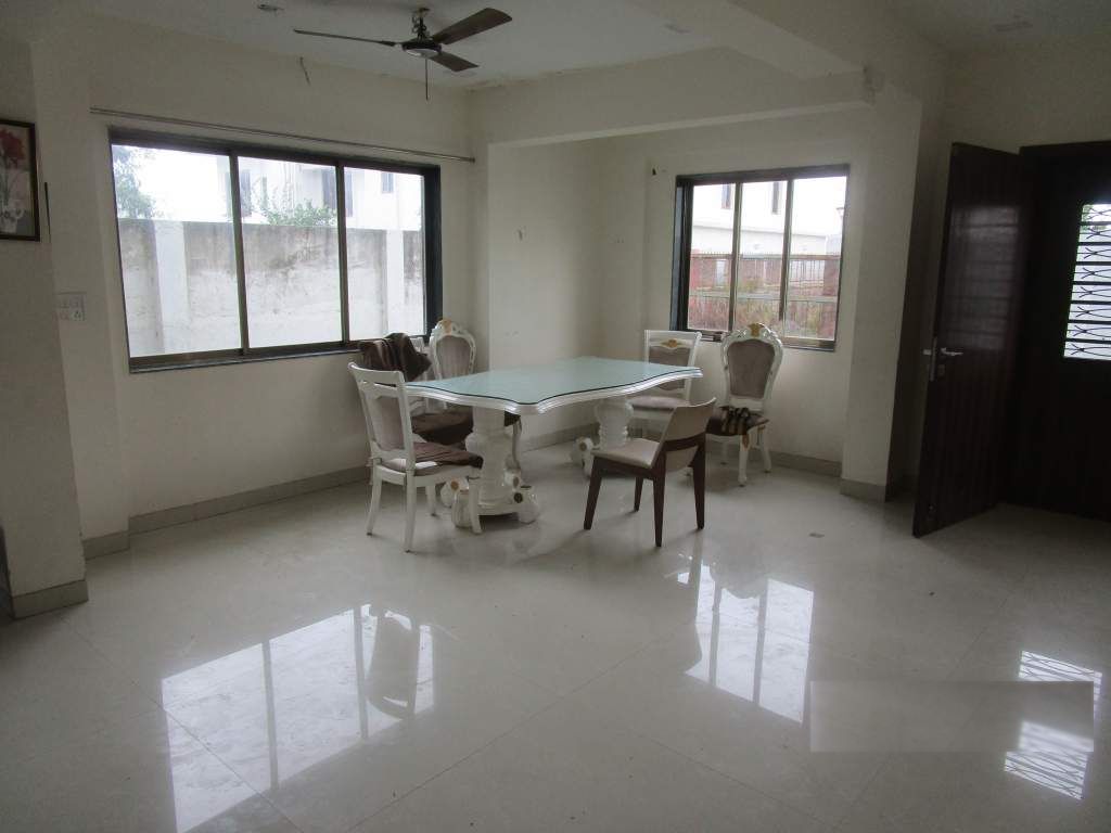 Dining area with glass-top table